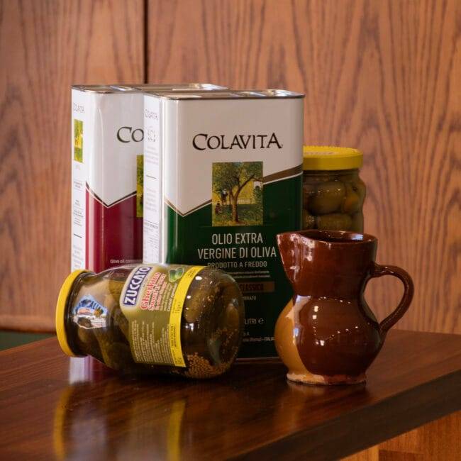 Colavita olive oil as part of the retail selection at Bottega Deli.